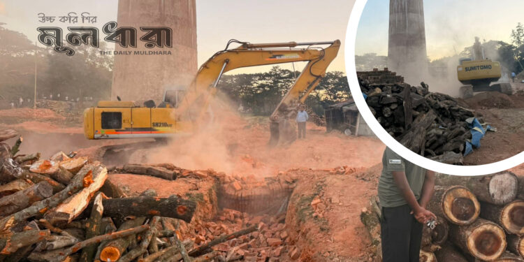 রাঙ্গুনিয়ায় গুঁড়িয়ে দেওয়া হলো অবৈধ ইটভাটা